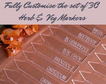 Customizable Vegetable & Herb Garden Markers (Set of 30)