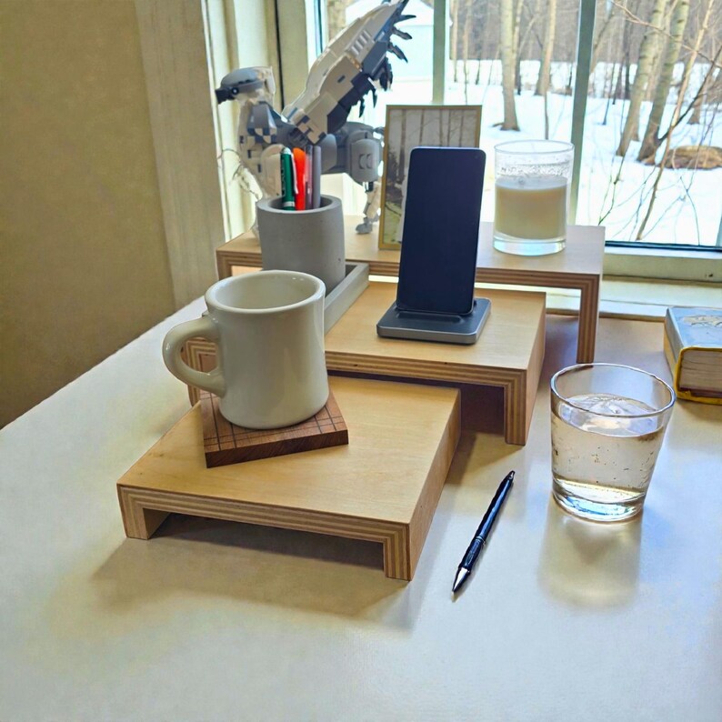 Table Riser Shelf Modern Nesting Riser | Raised Wooden Shelves for Kitchens, Grill Tables ...