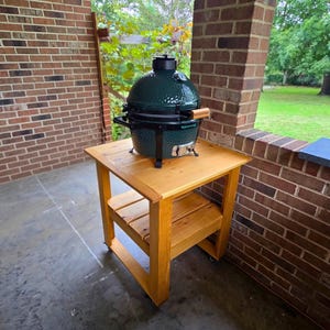 Outdoor Grill Table | Big Green Egg Cart | Kamado Grill Stand | BBQ Table with Storage | Grill Station with Wheels | Big Green Egg Mini Max