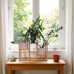 Wooden Plant Risers | Cedar Wood Potted Plant Stands for Indoor Outdoor Use | Modern Minimalist Plant Display & Holder | Plant Display