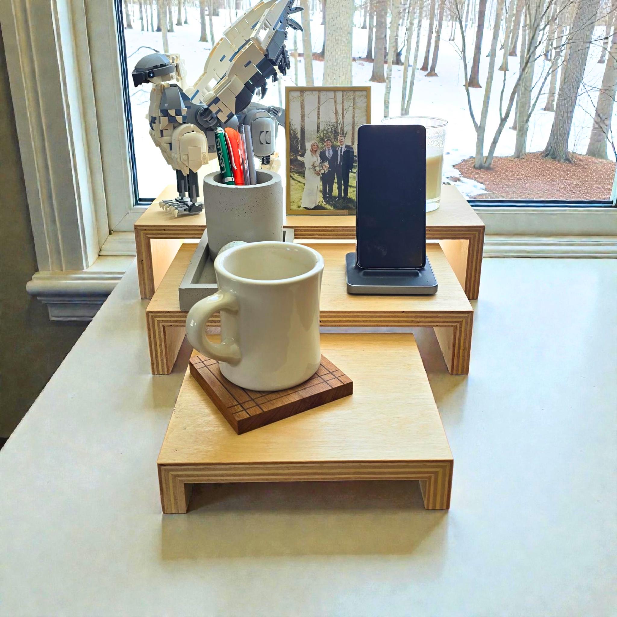 Table Riser Shelf Modern Nesting Riser | Raised Wooden Shelves for Kitchens, Grill Tables ...