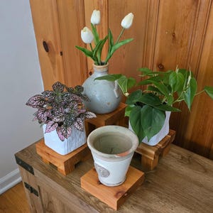 Wooden Risers | Wooden Pot Stands | Rustic Trivet Riser | Countertop Display Stand | Decorative Kitchen Counter Stand | Cedar Plant Stands