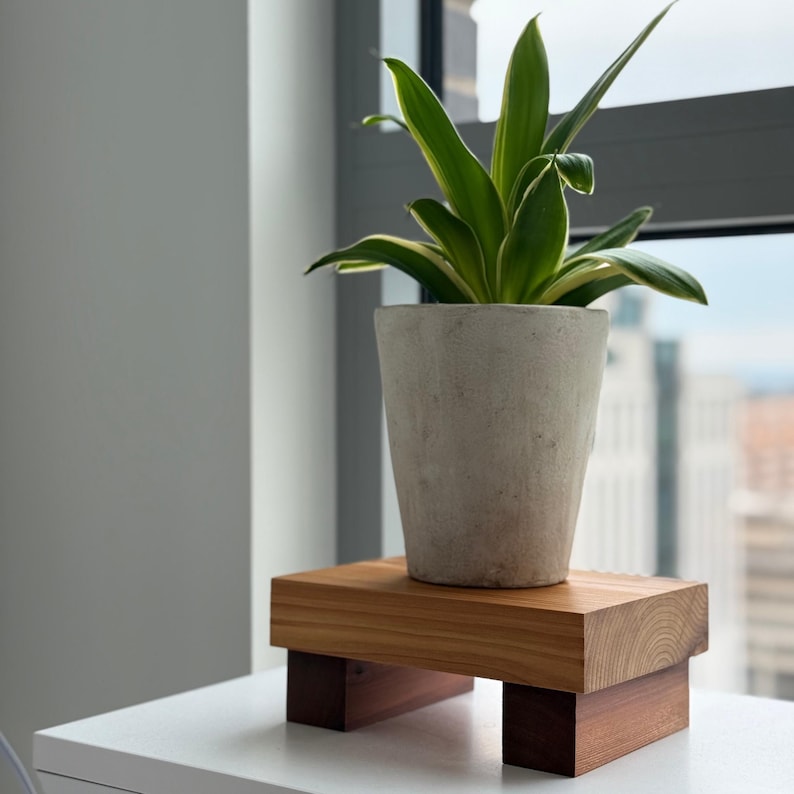 Gray Garden Pot Risers Cedar Risers | Wood Plant Stands | Kitchen Counter Risers | Bathroom ...