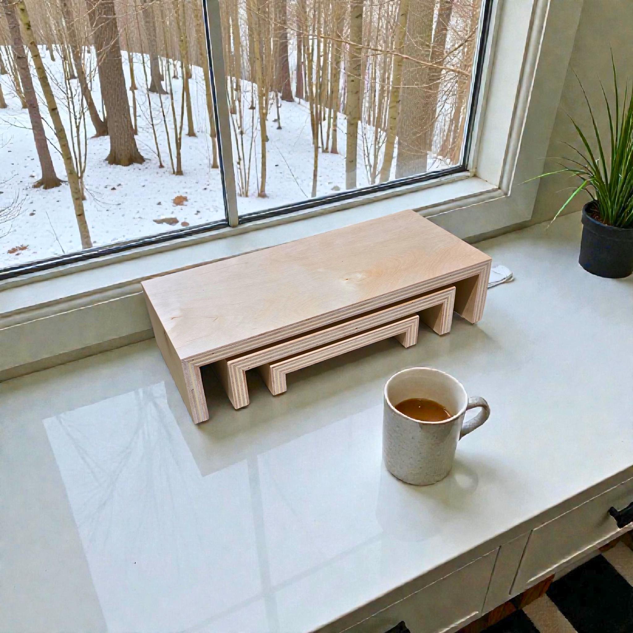 Table Riser Shelf Modern Nesting Riser | Raised Wooden Shelves for Kitchens, Grill Tables ...