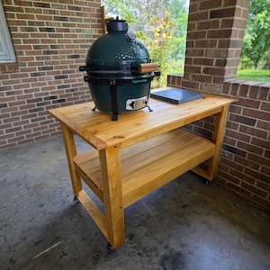 Outdoor Grill Table | Big Green Egg Table | Kamado Grill Cart | BBQ Table with Storage | Grill Station with Wheels | Blackstone Stand