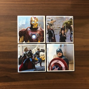 Avengers- Movie Coastera- Set of 4- Drink Coasters- Bar Coasters