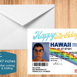 Superbad McLovin Happy Birthday Card, Instant Download Card PDF 5x7.