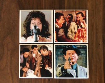 Goodfellas-Movie Coasters- Set of 4- Drink Coasters- Bar Coasters- Martin Scorsese- Mob Movie Coasters