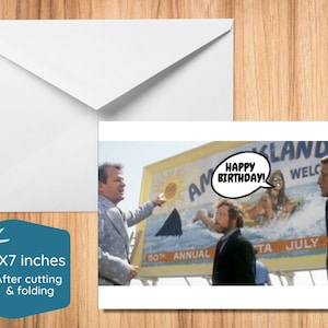 Jaws Birthday Card, Printable Card, Instant Download Card, PDF 5x7.