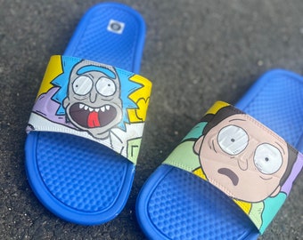 rick and morty nike slides