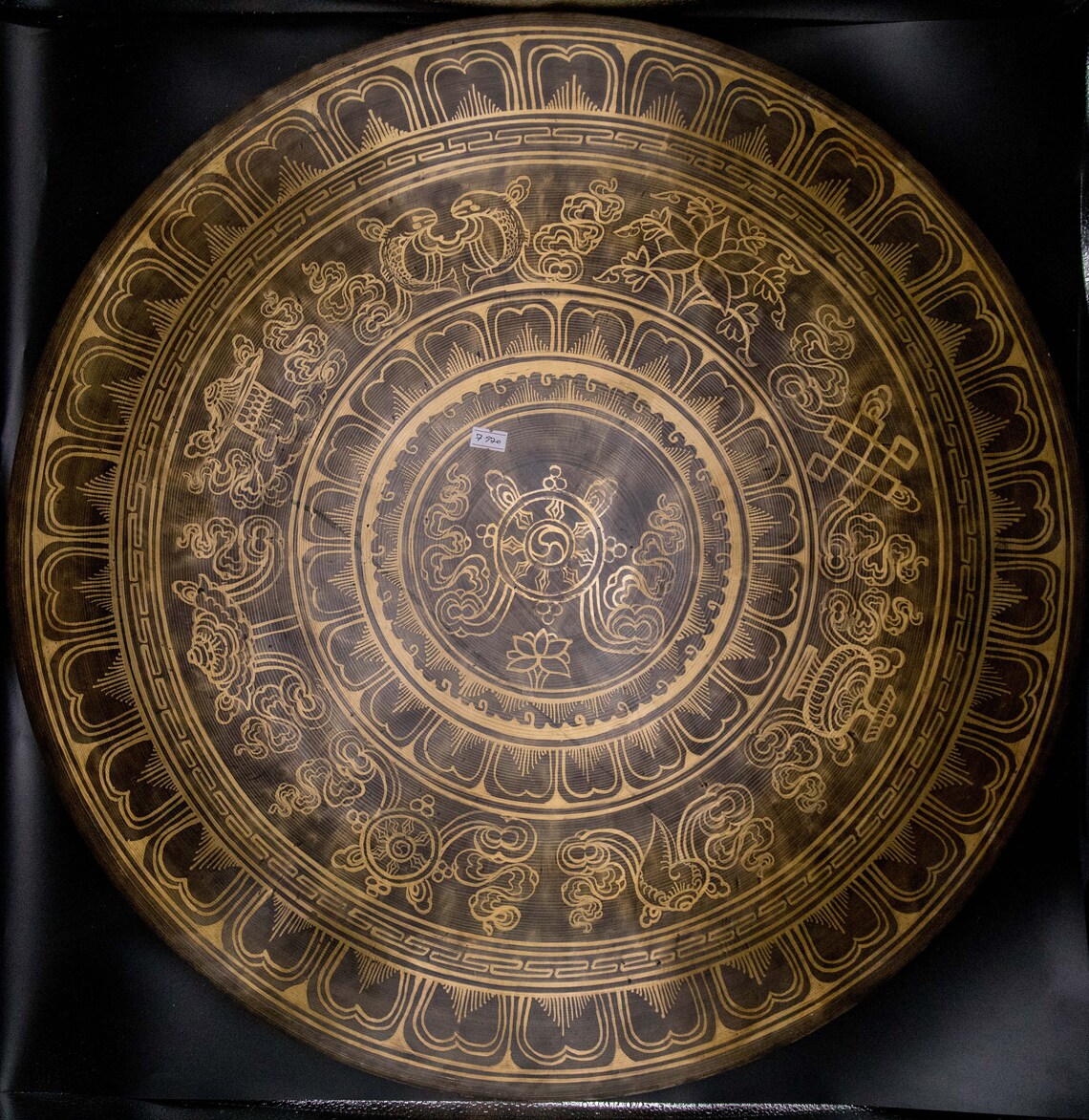 27 Inch Large Gong Bell, Special Handcarved Gong Bell, Meditation