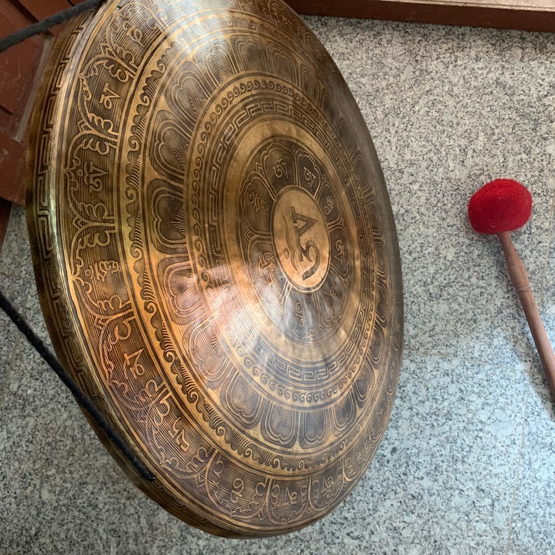 23 Inch Gong Bell, Large Gong Bell, Meditation, Chakra Healing Prayers