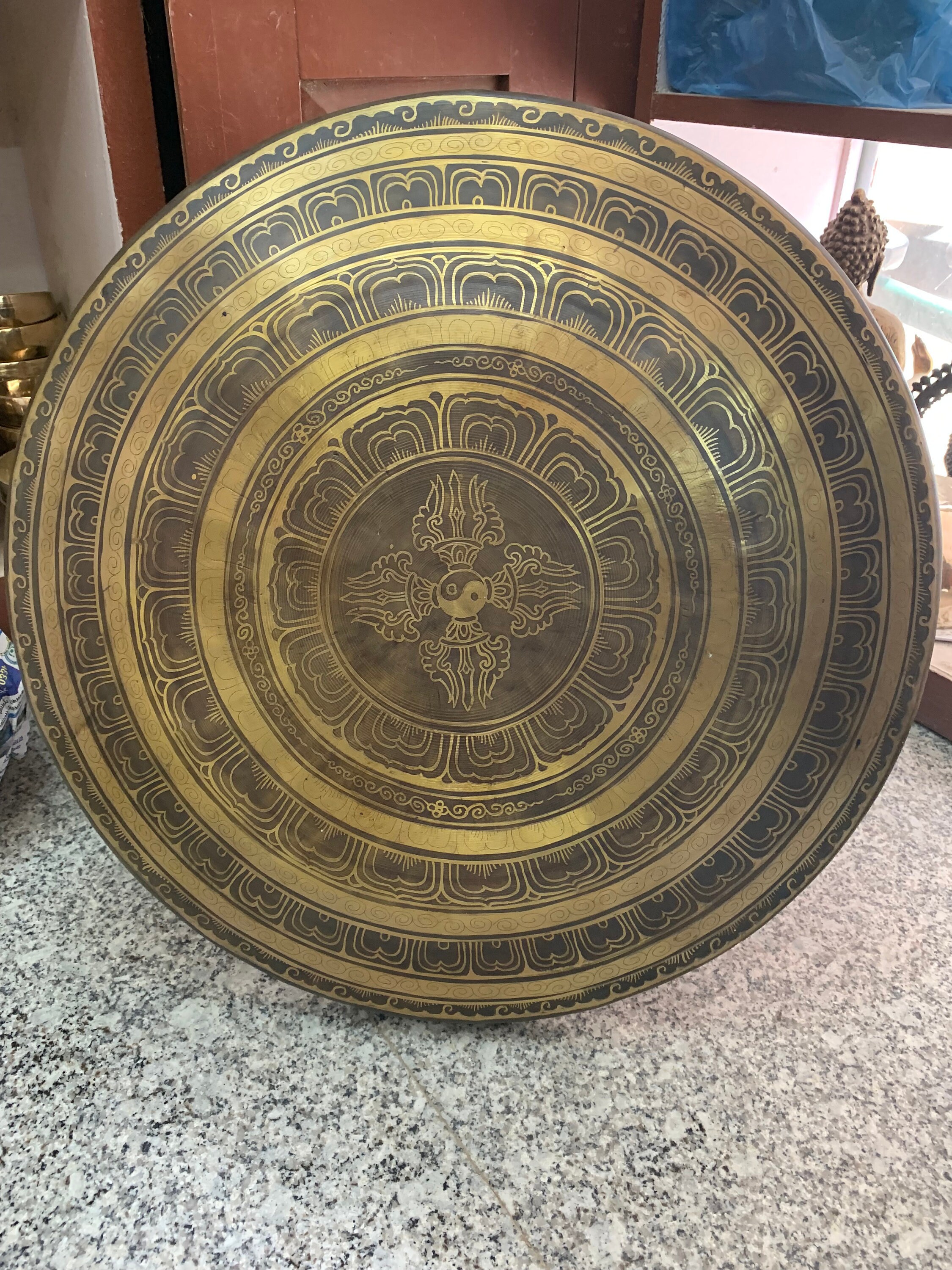 20 Inch Tibetan Gong Bell Large Gong Bell Meditation Chakra Etsy