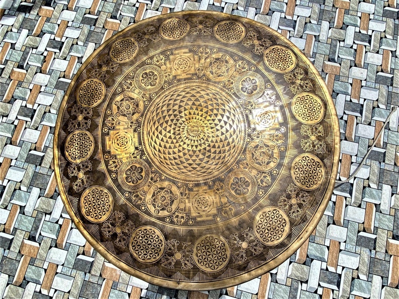 Special Handcarved Gong Bell, Large Gong Bell, Meditation, Chakra