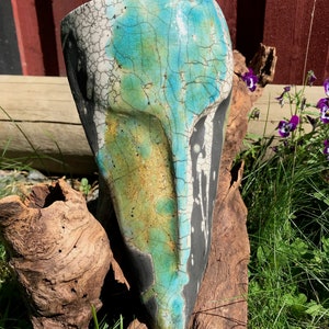 Raku Maske, Keramik, Handgefertigte Kunst aus Schweden, Wanddekoration