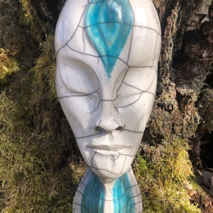 Keramik Raku Maske, handgefertigte Kunst aus Schweden, Wanddekoration, Home Decor