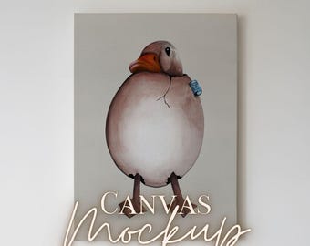 Vertical Canvas Mockup: 3x4 Ratio, Minimalist Wall Scene (PSD Digital Download)