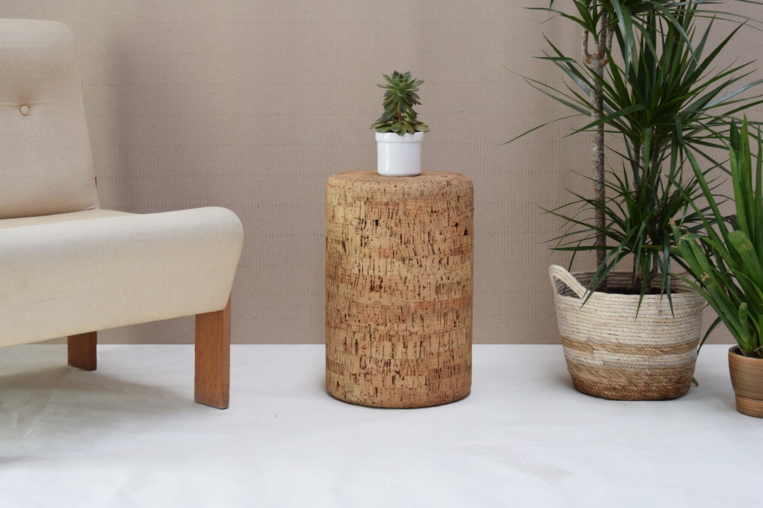 Solid Cork Stool 01 Living Room Side Table Organic Korkhocker Barstool