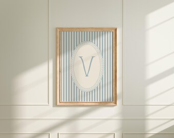 Striped Initial Letter V Art Print | Personalized Kids Room or Nursery Wall Decor | Studio McGee + Anthropologie Inspired Home Decor