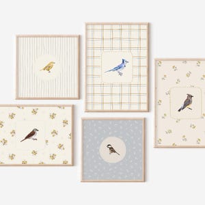 Bird Gallery Wall | Nursery Kids Room | Anthropologie Studio McGee Style | Entryway Hallway Living Room Decor | Floral Neutral  | Printable