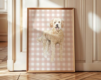 Goldendoodle Nursery Wall Art | Floral Puppy Art Print for Girls Room