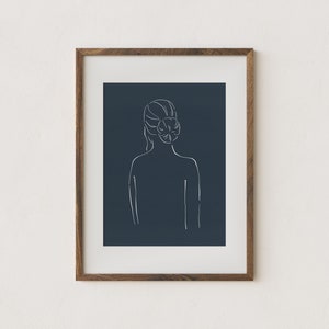 female silhouette art // female figure print // bathroom wall art // navy I