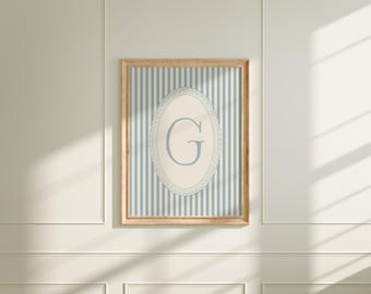 Striped Initial Letter G Art Print | Personalized Kids Room or Nursery Wall Decor | Studio McGee + Anthropologie Inspired Home Decor