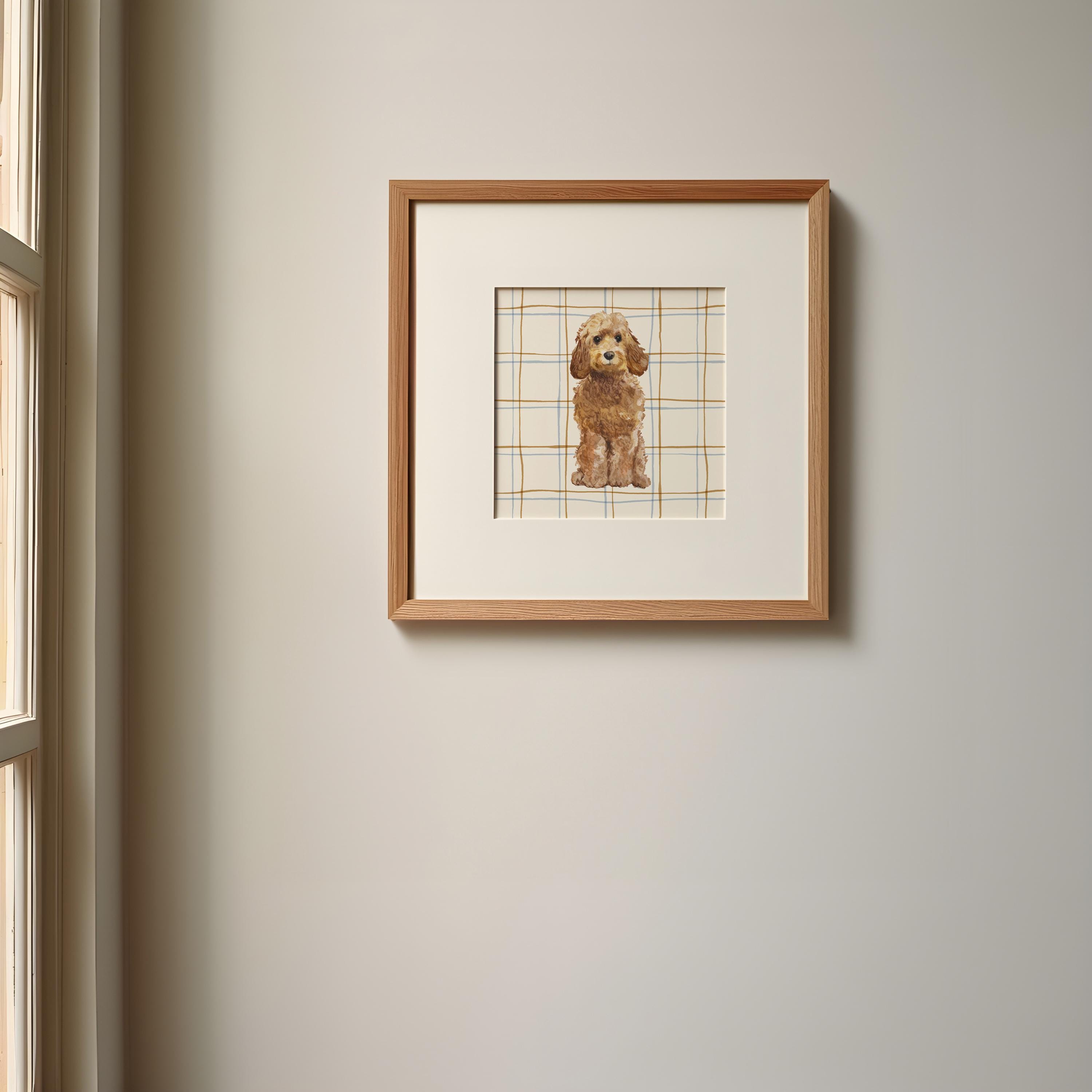 コッカプー犬のアート | ニュートラルな廊下、リビングルーム、子供部屋、保育室、プレイルームの装飾 | Anthropologie McGee and  Coスタイル | ブルー＆タンギンガム - Etsy 日本, image size:3000x3000