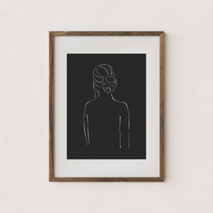 female silhouette art // female figure print // bathroom wall art // black I