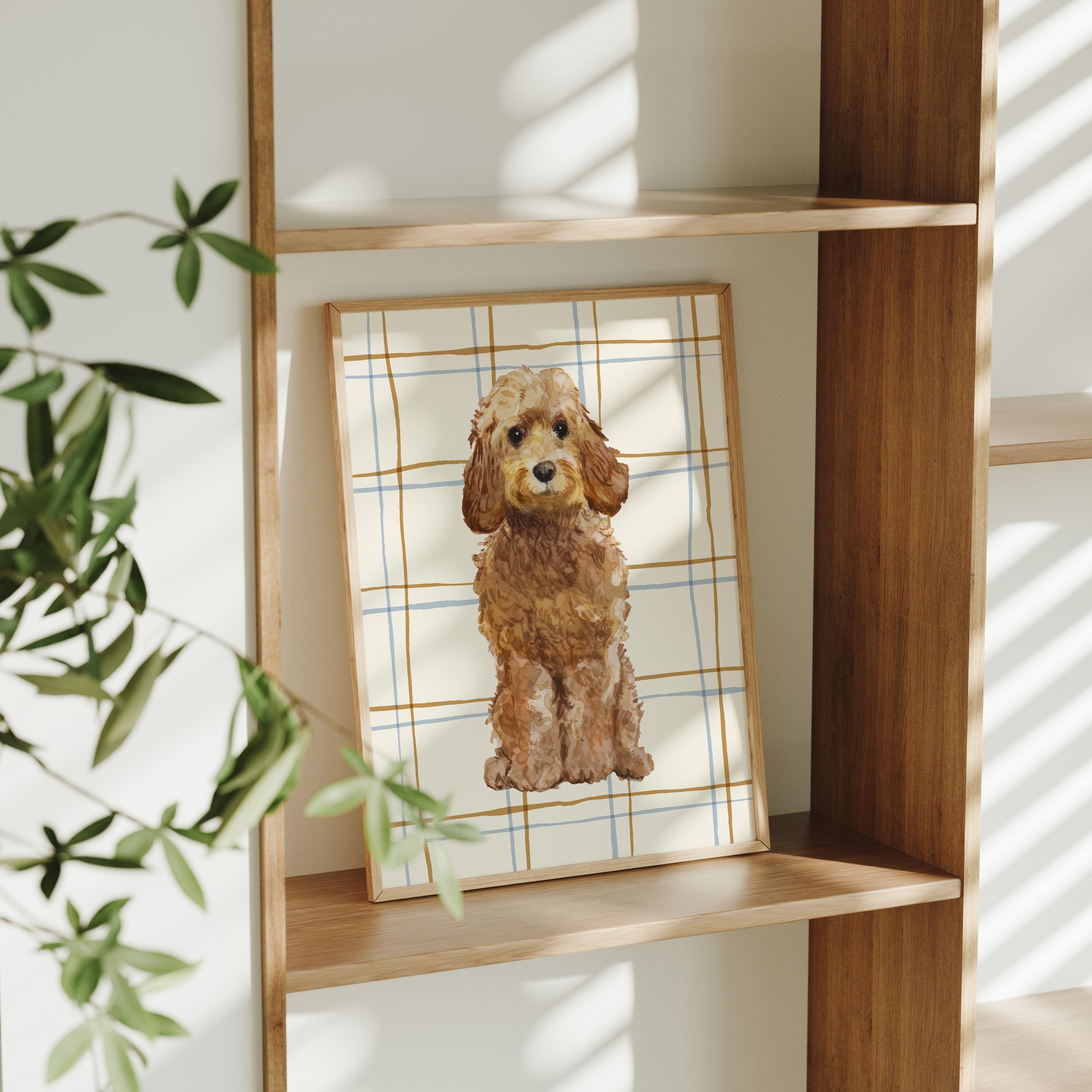 コッカプー犬のアート | ニュートラルな廊下、リビングルーム、子供部屋、保育室、プレイルームの装飾 | Anthropologie McGee and  Coスタイル | ブルー＆タンギンガム, image size:3000x3000