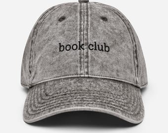 Cappellino da baseball "Book Club" / Regalo per amanti dei libri e lettori / Club del libro / Cappello in denim grigio ricamato