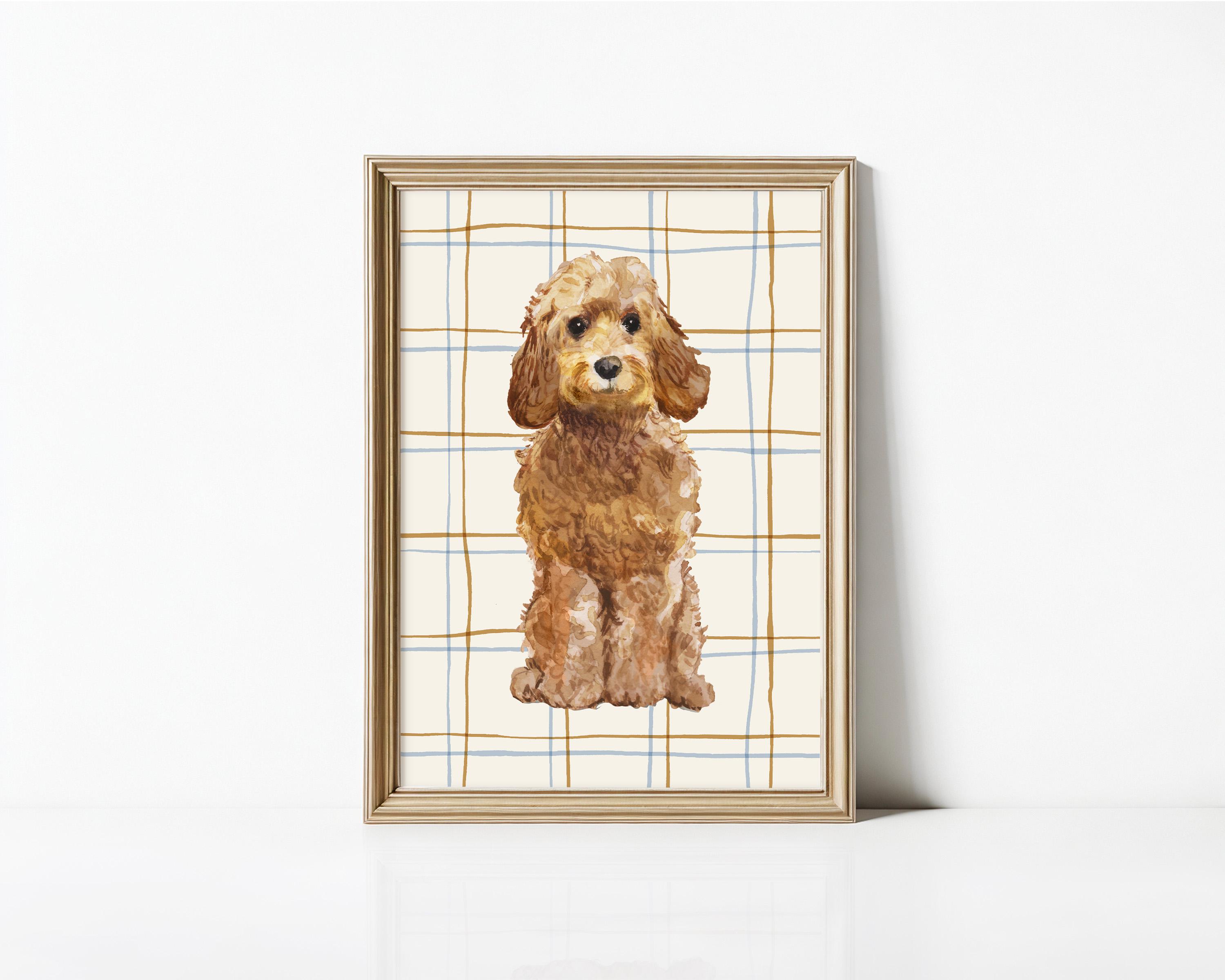コッカプー犬のアート | ニュートラルな廊下、リビングルーム、子供部屋、保育室、プレイルームの装飾 | Anthropologie McGee and  Coスタイル | ブルー＆タンギンガム - Etsy 日本, image size:3000x2400