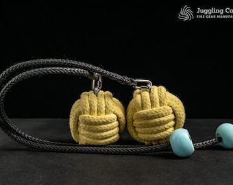 Monkey First Fire Poi con Technora – Teste Monkey Fist 100% Kevlar – Cinghie flessibili o rigide – Quicklink o golfare