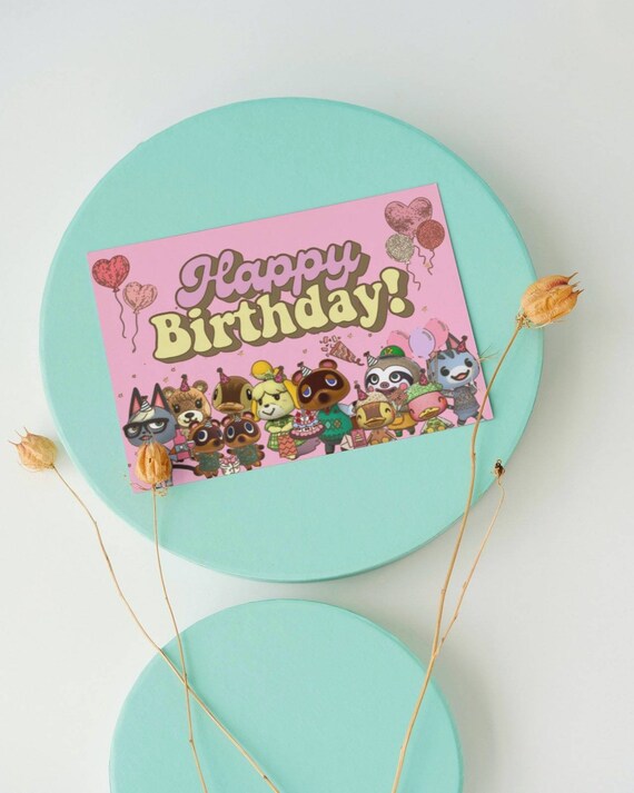 Animal Crossing Birthday Card Printable Animal Crossing Etsy