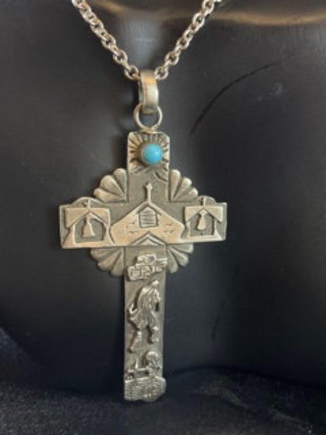 LM Sterling Silver Chimayo Church Cross Pendant Etsy