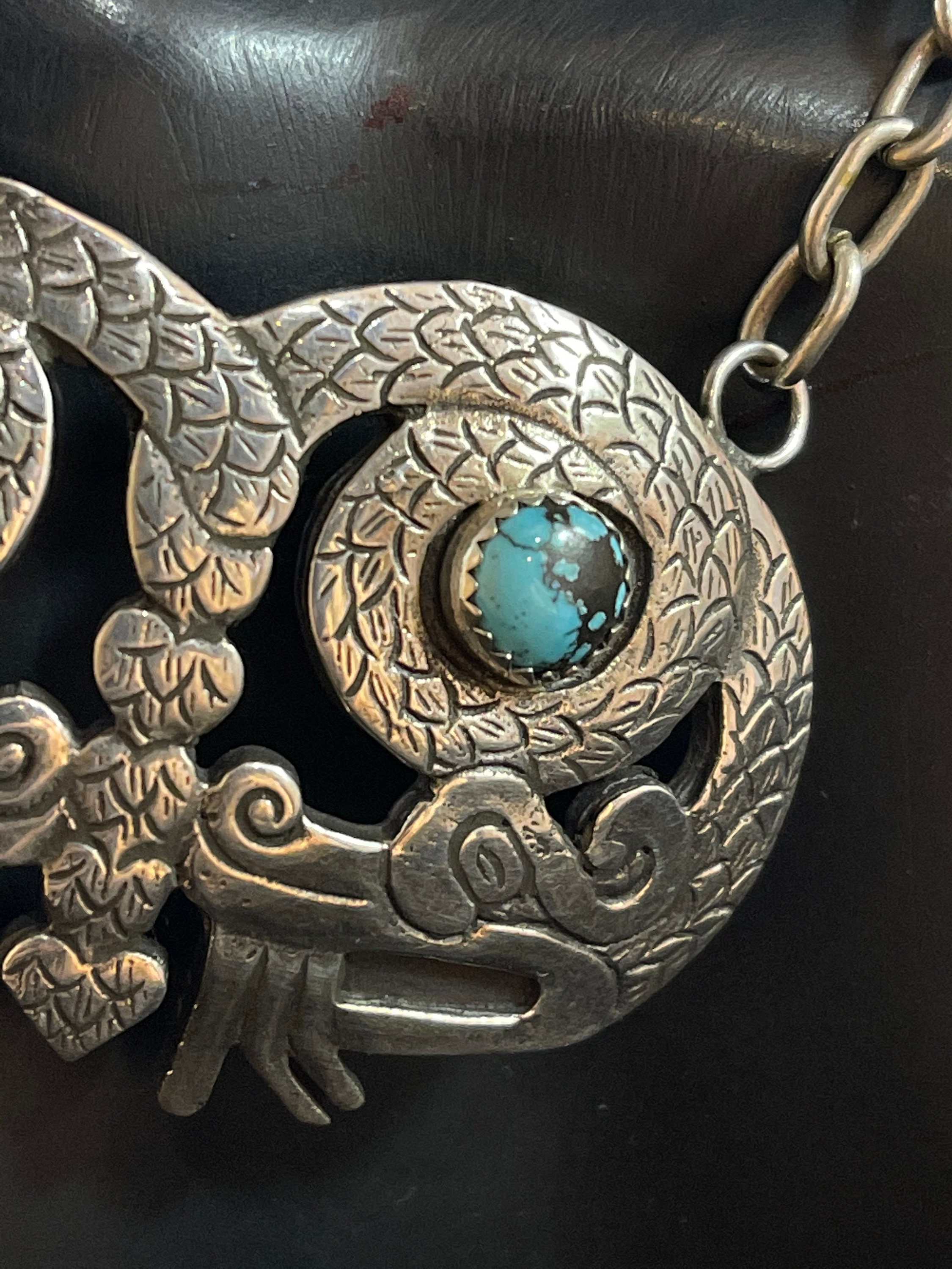 Sterling Silver Aztec Serpent Mask Pendant - Etsy