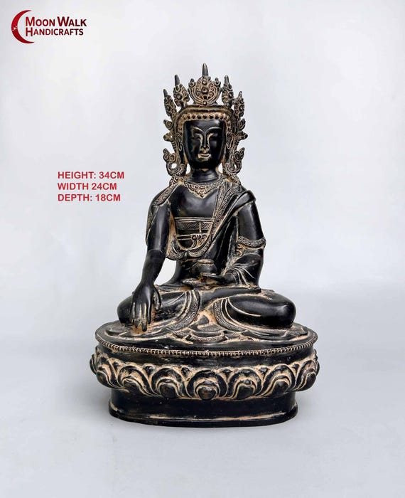 黒い金属製の座像仏像 - Etsy 日本
