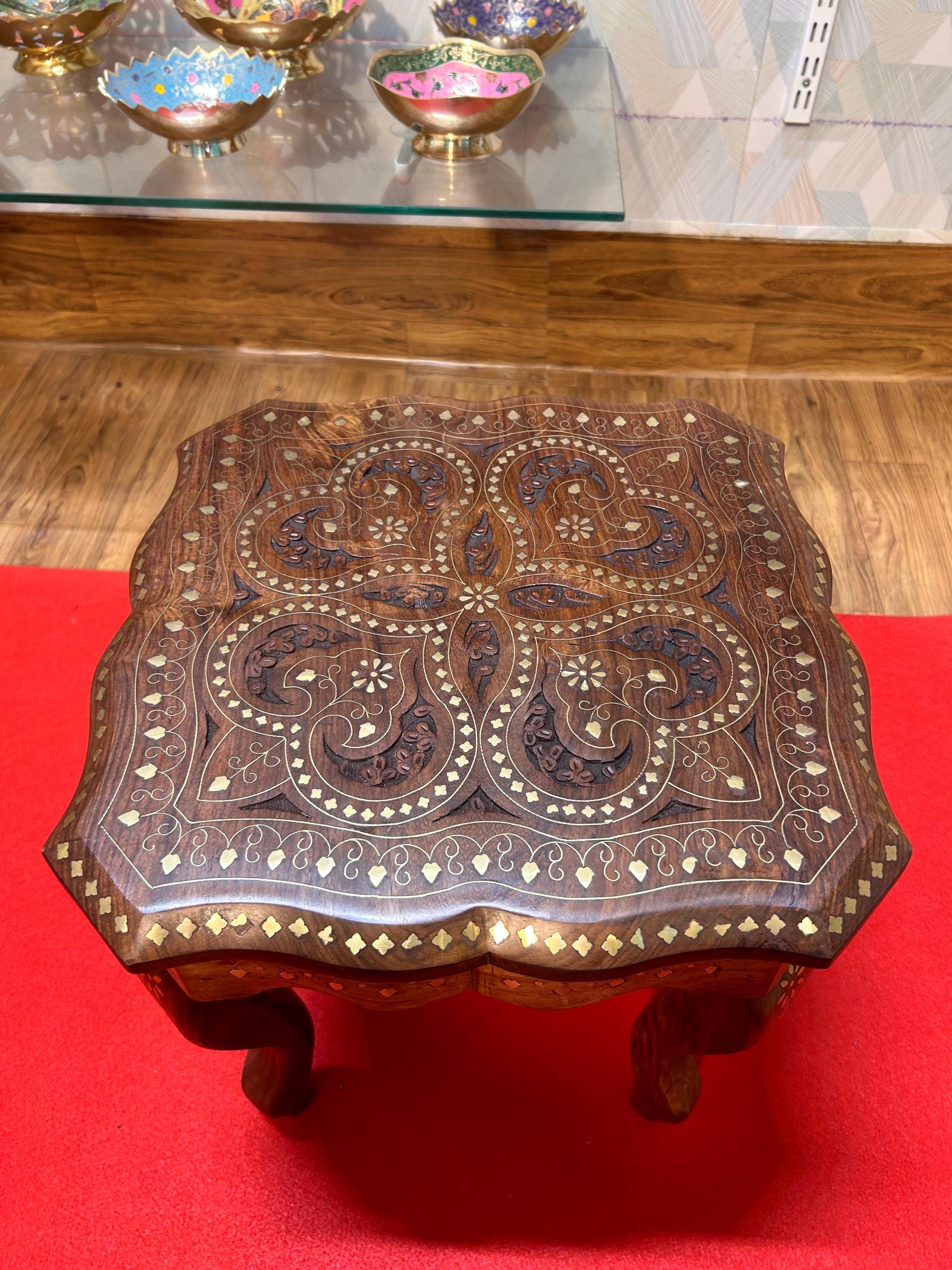 Sheesham wood brass inlay indian furniture - Etsy 日本