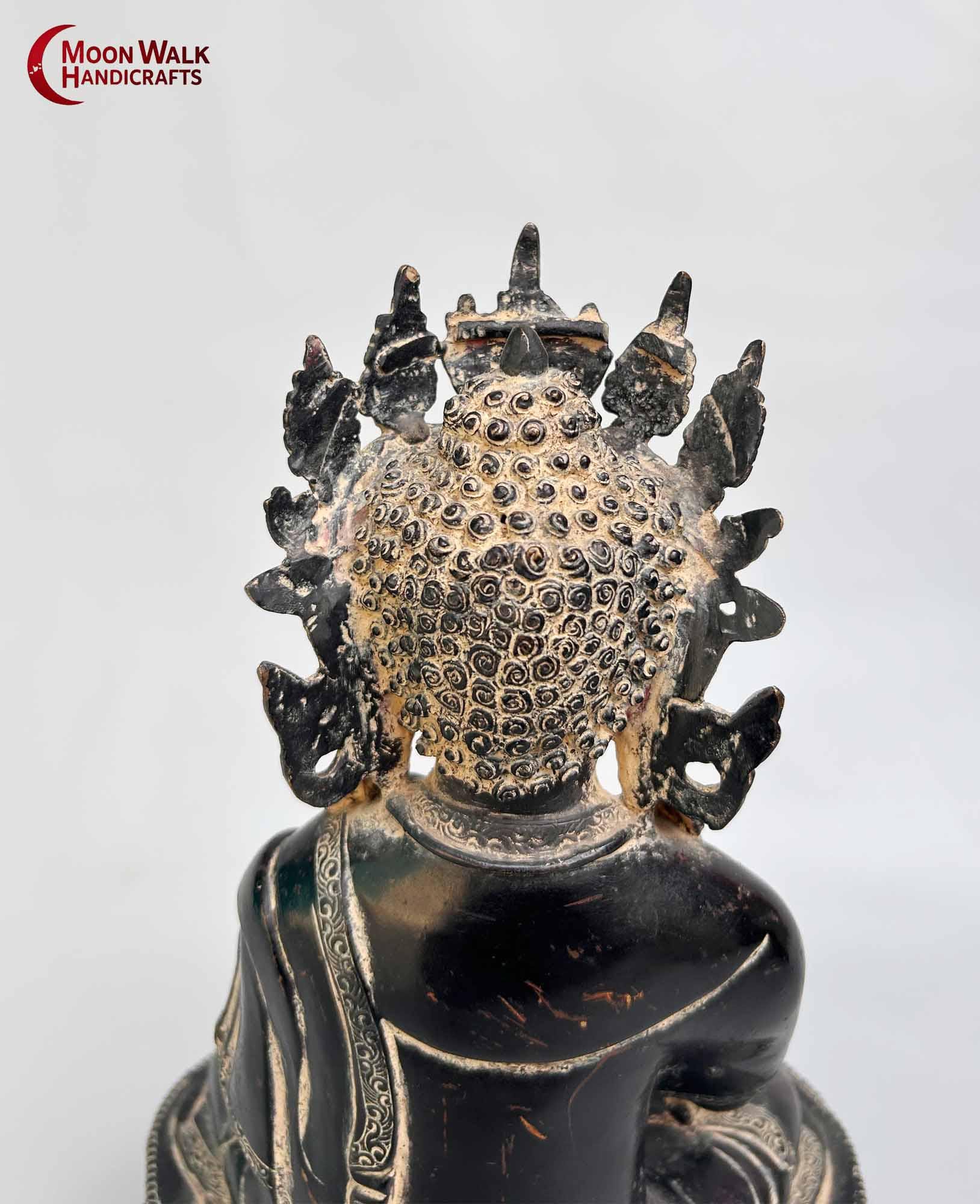 金属製仏像 約30cm 黒い台座付き 金属製仏像 約30cm 黒い台座付き