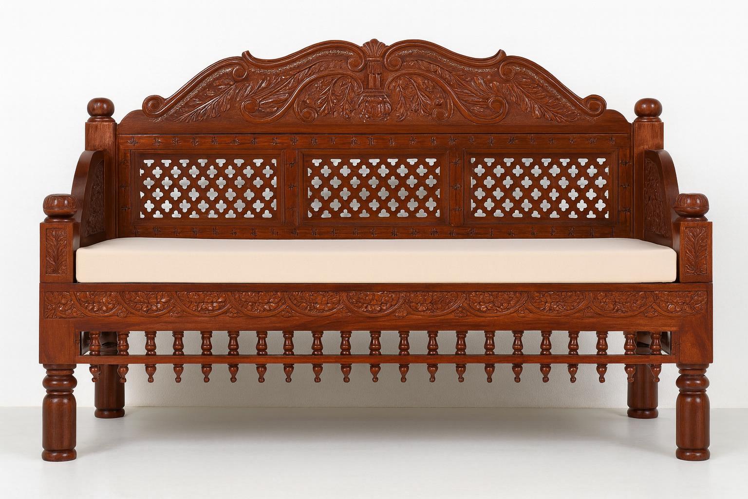 Handcrafted Sheesham Wood Carved Sofa With Inlay Work | Indian ...