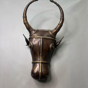 Large Ashtadhatu Nandi Face Wall Art – Sacred Bull Head Sculpture for Temple or Home, Symbol of Devotion & Strength