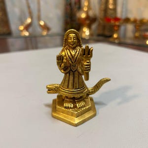 Handcrafted Brass Goddess Ganga Idol on Makara – Hindu River Deity Statue for Puja, Home Temple, Vastu, Spiritual Gift, Ritual Décor