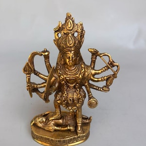 Brass Goddess Kali Statue, Hindu Divine Idol, Home Temple Decor, Spiritual Gift, Powerful Energy, Puja Mandir, Indian God Figurine,