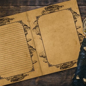 Downloadable Book of Shadows Pages Feng Shui, Eastern, Ink Saving, Blank Grimoire Pages, Spell Book, Wicca, Witchcraft, Digital Download