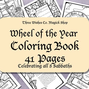 41 Page Sabbath Coloring Pages, Witch, Wheel of the Year, Coloring Pages, Book of Spells, Wicca, Pagan, Printable, Digital Download