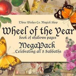 Rad des Jahres, Buch der Schatten, Sabbat, Scrapbook, Collage, Zauberbuch, Wicca, Pagan, Hexe, Collage, Junk Journal, Digitaler Download