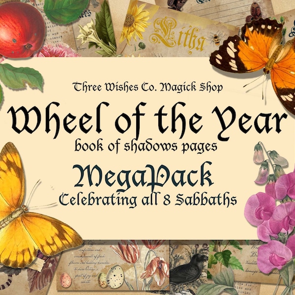 Wheel of the Year, Book of Shadows, Sabbath, Scrapbook, Collage, Spell Book, Wicca, Pagan, Witch, Collage, Junk Journal, Digital Download