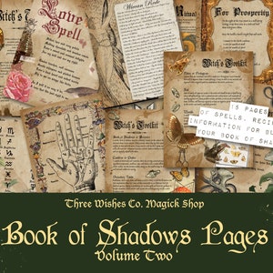 Páginas del Libro de las Sombras, Vol. Dos, Grimorio, Ideas de Brujas, Libro de Hechizos, Wicca, Brujería, Regalos para Brujas, Diario Basura, Descarga Digital