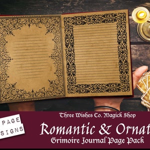 Journal Bundle Grimoire romantique et orné, Économie d’encre, Pages de grimoire, Livre de sorts, Wicca, Sorcellerie, Imprimable, Téléchargement numérique