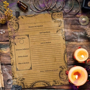 Spell Template, Book of Shadows Pages, Ink Saving option, Blank Grimoire Pages, Spell Book, Wicca, Witchcraft,  Printable, Digital Download